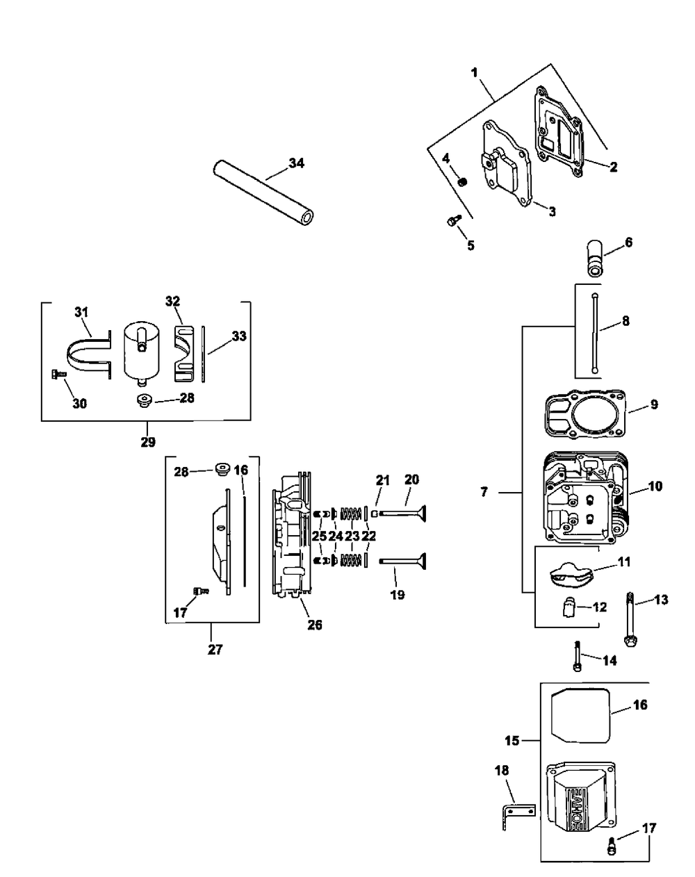 Cv18s-61573 Head, Valve And Breather Diagram and Parts List for M48-KHS 53AB5B5M150-18-HP Cub Cadet Lawn Tractor